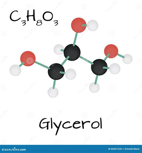 Glycerol Glycerine Molecule Structural Chemical Formula And M Cartoon