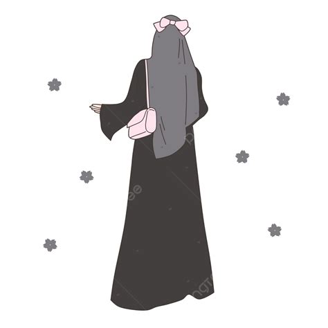 Illustration Of A Beautiful Muslim Hijab Syar I Black Gamis Beautiful