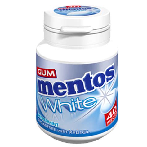 Mentos White Gum Peppermint Bottle Sugar Free With Xylitol 40pc E