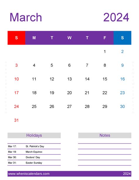 March 2024 Calendar Editable Monthly Calendar