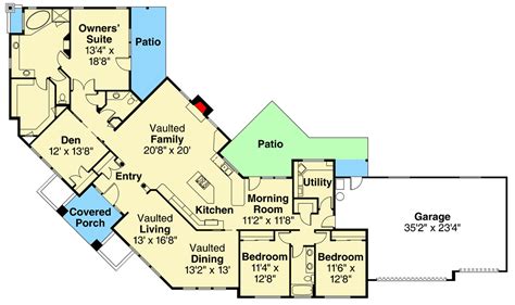 Spacious One Story House Plan For A Corner Lot 72968da