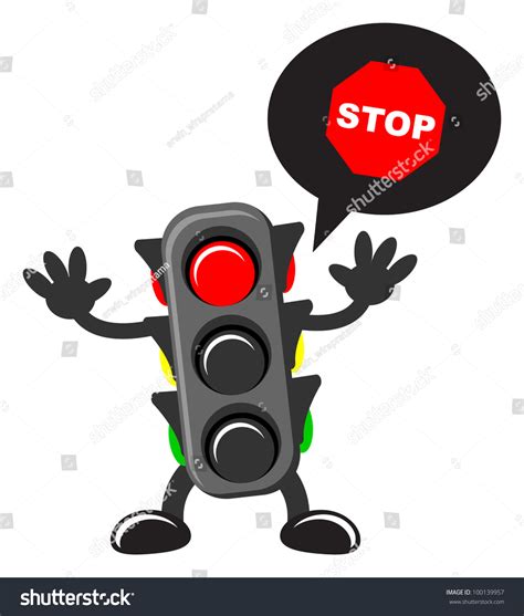 Illustration Traffic Light Cartoon Traffic Sign Stock Vector Royalty