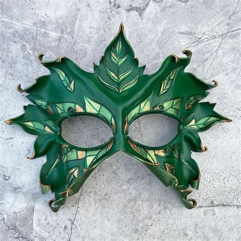 Lady Of Summer Leaves Mask Beadmask In 2021 Dryad Costume Leather