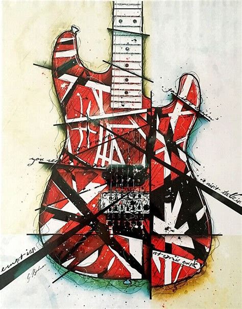 Abstract Illustration Of Eddie Van Halens Infamous Frankenstrat