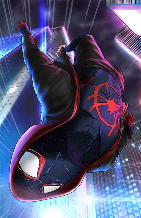 Miles Morales Itsv Etsy Spiderman Artwork Spiderman Black Spiderman