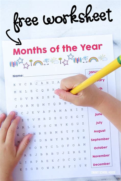Free Months Of The Year Worksheet A Printable Word Search