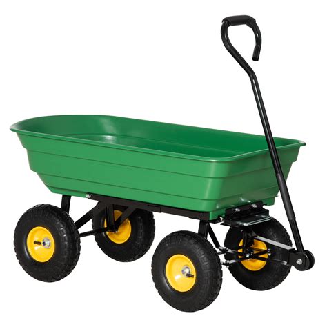 Buy Outsunny Litre Large Garden Cart Heavy Duty Wheel Trolley Dump