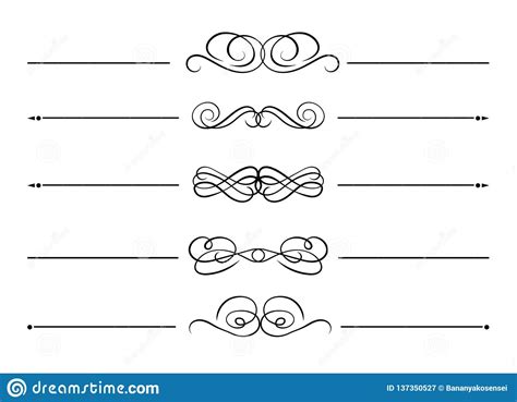 Vector Set Of Design Elements Black Decorative Lines Isolated On White