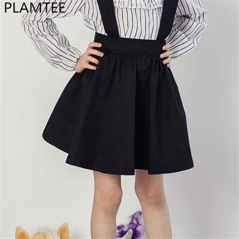 Plamtee Children Girls Kids Skirts Flower Printing Black Overalls