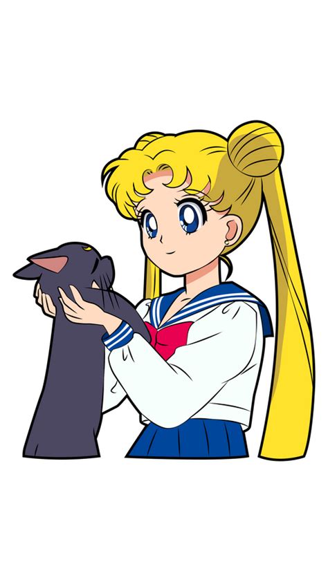 Sailor Moon And Luna Cat Sticker In 2021 Sailor Moon Sailor Moon