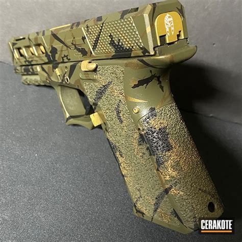 Custom Splinter Camo Glock 19 Cerakoted Using Od Green Gloss Black