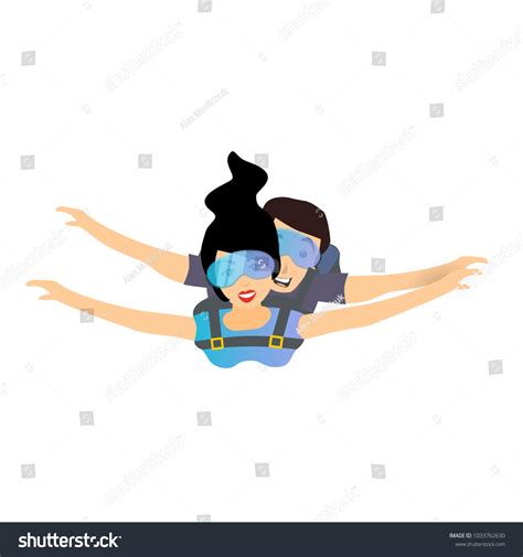 Skydiver Man Woman Flying Parachutist Characters Stock Vector Royalty