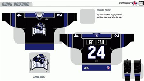 Texas Brahmas Uniform Road Uniform Central Hockey League Cehl