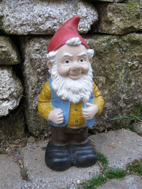 Gnome Named Gneil Painted Concrete Garden Gnomes By Westwindhomegarden