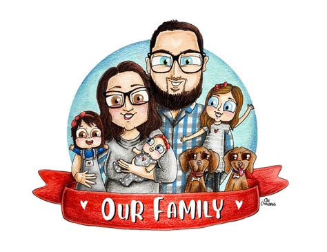 Portrait De Famille Personnalisé Illustration De Famille Etsy Canada