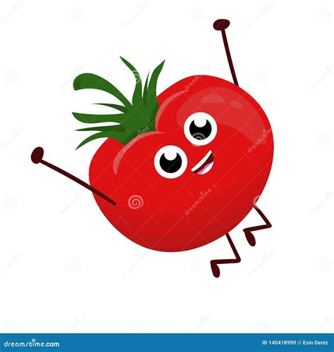 Cute Funny Tomatoes Isolated Illustration Food Concept Draw Stock