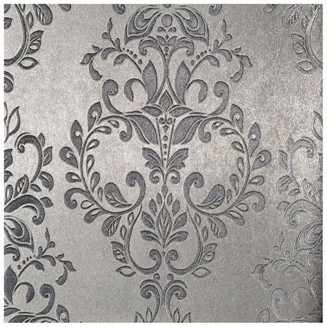 Muriva Serena Shimmer Metallic Silver Damask Wallpaper 701452