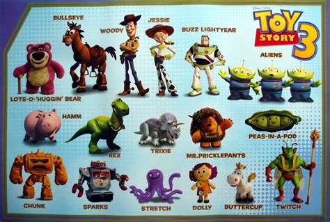 Disney Pixar Toy Story 3 Poster Cast Of Characters With Their Names