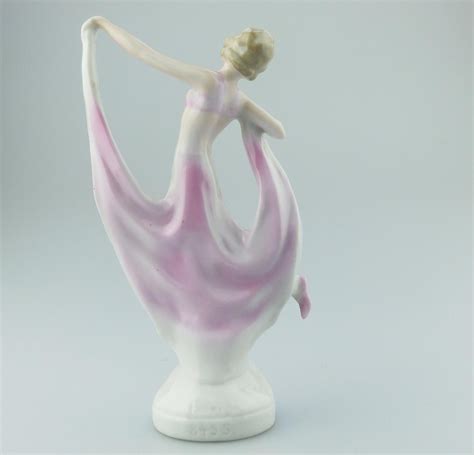Antique old rare beautiful art deco dancer woman lady porcelain figure figurine. Antique Art Deco Porcelain a Continental Dancing Maiden Figurine: C.1920-30's | ANTIQUES.CO.UK