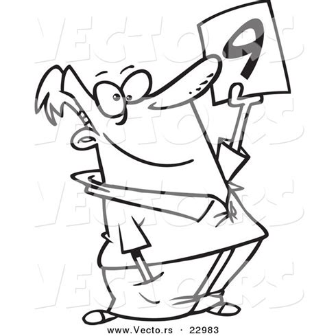 Free judge coloring page printable. Vector of a Cartoon Rating Judge - Coloring Page Outline ...
