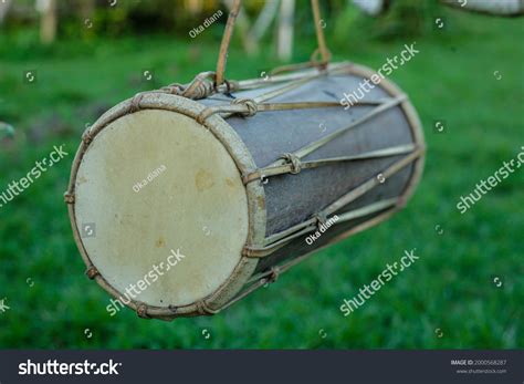 Kendang Traditional Balinese Musical Instrument Made Stock Photo
