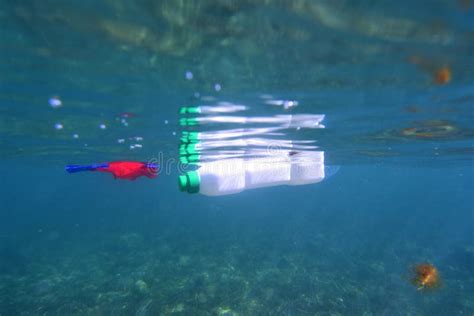 Plastic Bottle Floating In The Sea Photo Underwater With The Seabed