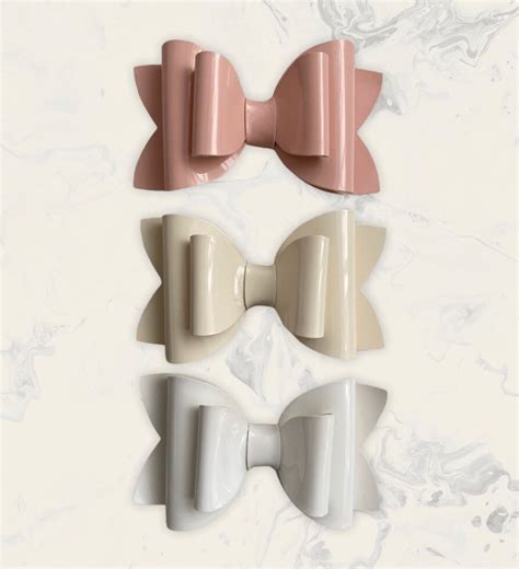 Glossy Look Bows Patent Leatherette Hair Bows Nude Bow Set Etsy