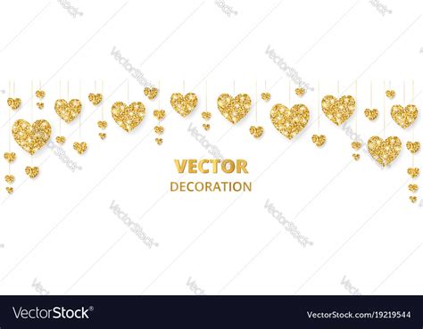 Golden Hearts Frame Border Glitter Royalty Free Vector Image