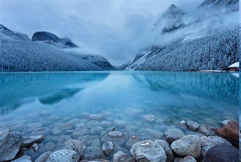 Landscape Nature Lake Mountain Snow Forest Stones Turquoise Water