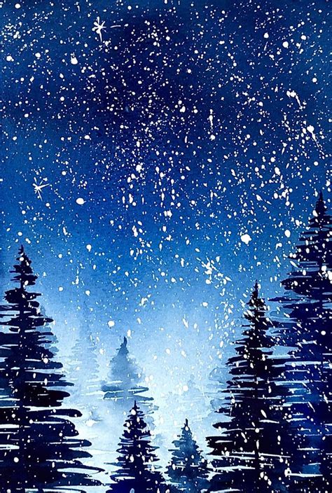 Winter Landscape Painting Painting Snow Winter Painting Night
