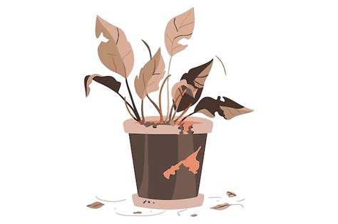 Premium Vector Withered Wilted Plant In Pot Flat Vector Illustration
