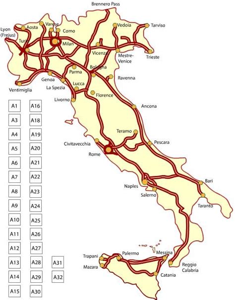 Italy Autostrada Map Map Italia Map Italy Map