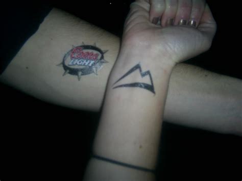 See more ideas about mountain tattoo, cool tattoos, i tattoo. awww Dana and trav w/matching coors light tattoos ...