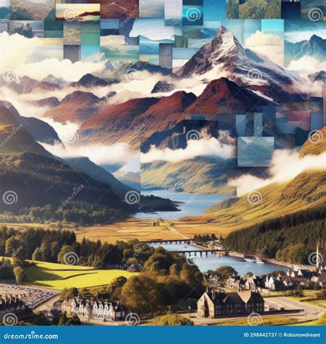 British Landscapes Built Out Of Collage Material Stock Illustration