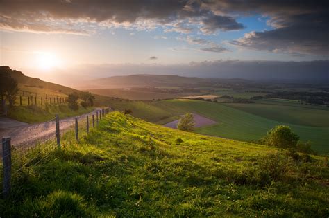 Beautiful English Countryside Landscape Over Rolling Hills South Downs National Park Authority
