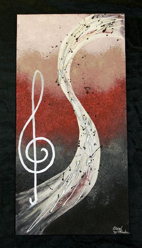 Original Abstract Acrylic Painting Canvas Playing By Ear Music Notes