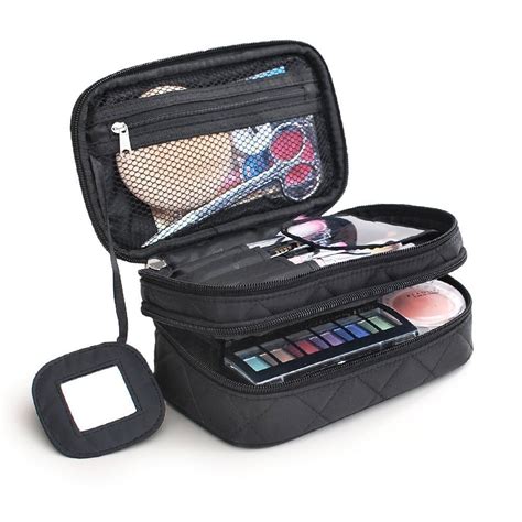 Monstina Cosmetics Bagdouble Layer Makeup Bag With Mirror Brush Bags