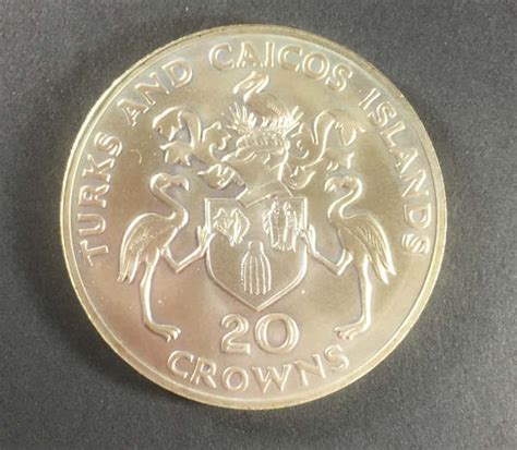 Churchill Silver Coin Turks Caicos 20 Crowns Sales Churchill