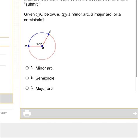 Given O Below Is A Minor Arc A Major Arc Or A Semicircle