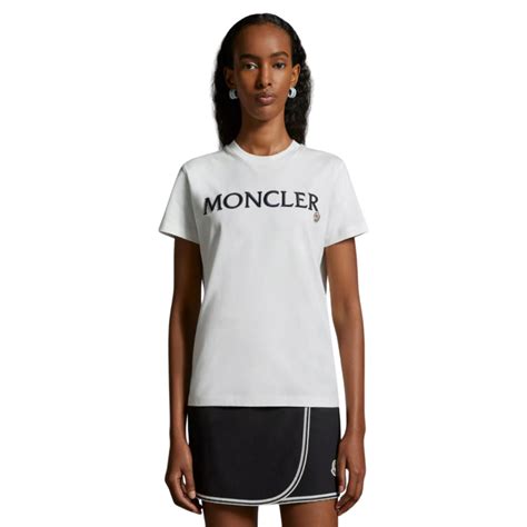 T Shirt Col Rond Jersey Coton Blanc Logo Moncler