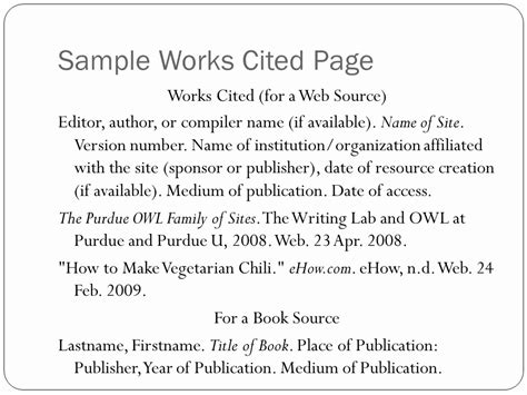 Examples Of Work Cited Pages