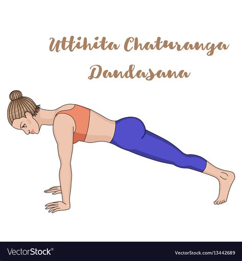 Women Silhouette High Plank Yoga Pose Uttihita Vector Image