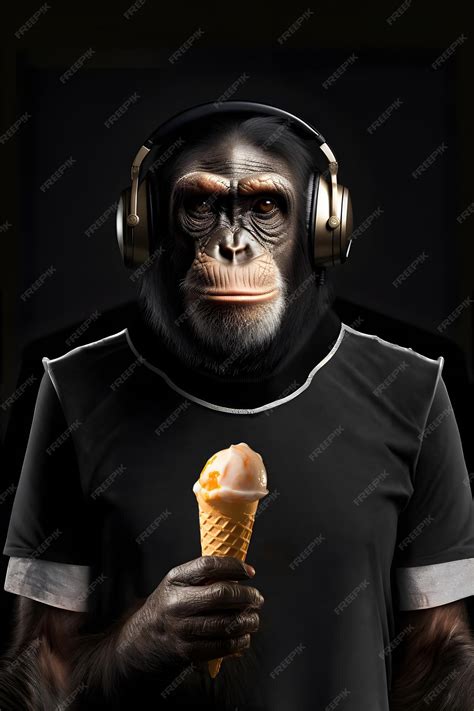 Premium Ai Image A Fictional Cool Chimpanzee In Black Short Sleeve