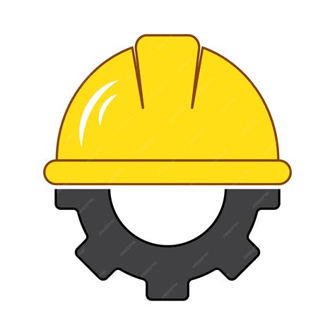 Premium Vector Engineer Icon With Hat Helmet And Gear Vector Illustration