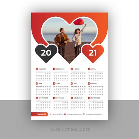 Premium Vector Single Page Wall Calendar Design Template