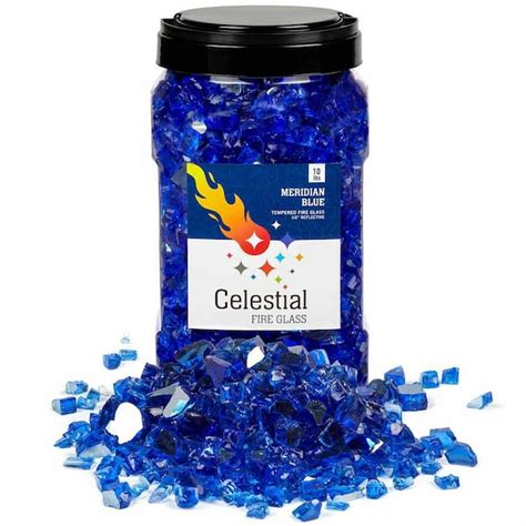 Celestial Fire Glass 1 2 In 10 Lbs Meridian Blue Reflective Tempered Fire Glass In Jar Trl Mb