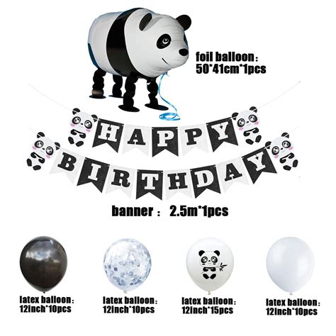 Buy Panda Birthday Party Supplies Decoration Pack Of 47 Panda Happy