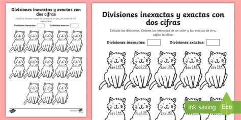 Ficha De Actividad Colorear Por Divisiones Inexactas Y Exactas Con Dos