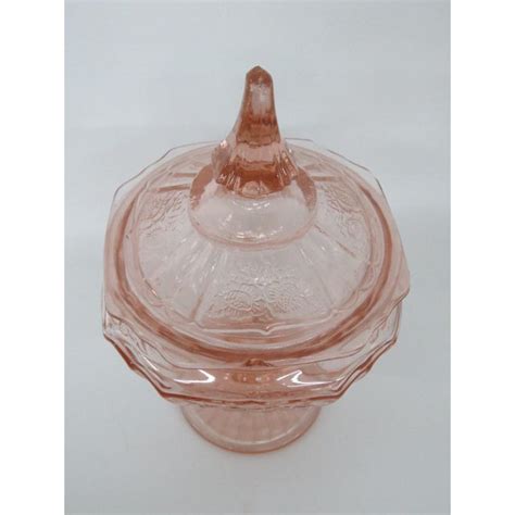 Anchor Hocking Mayfair Open Rose Pink Depression Glass Candy Dish With