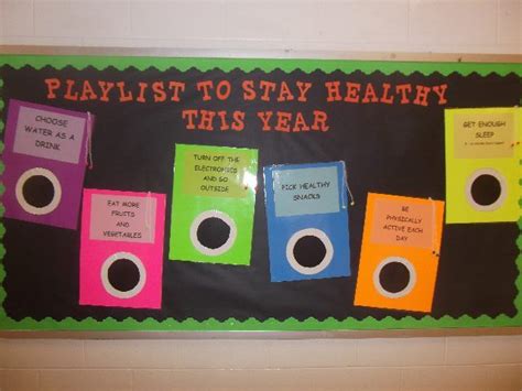 Playlist To Stay Healthy This Year Bulletin Board Pe Bulletin Boards